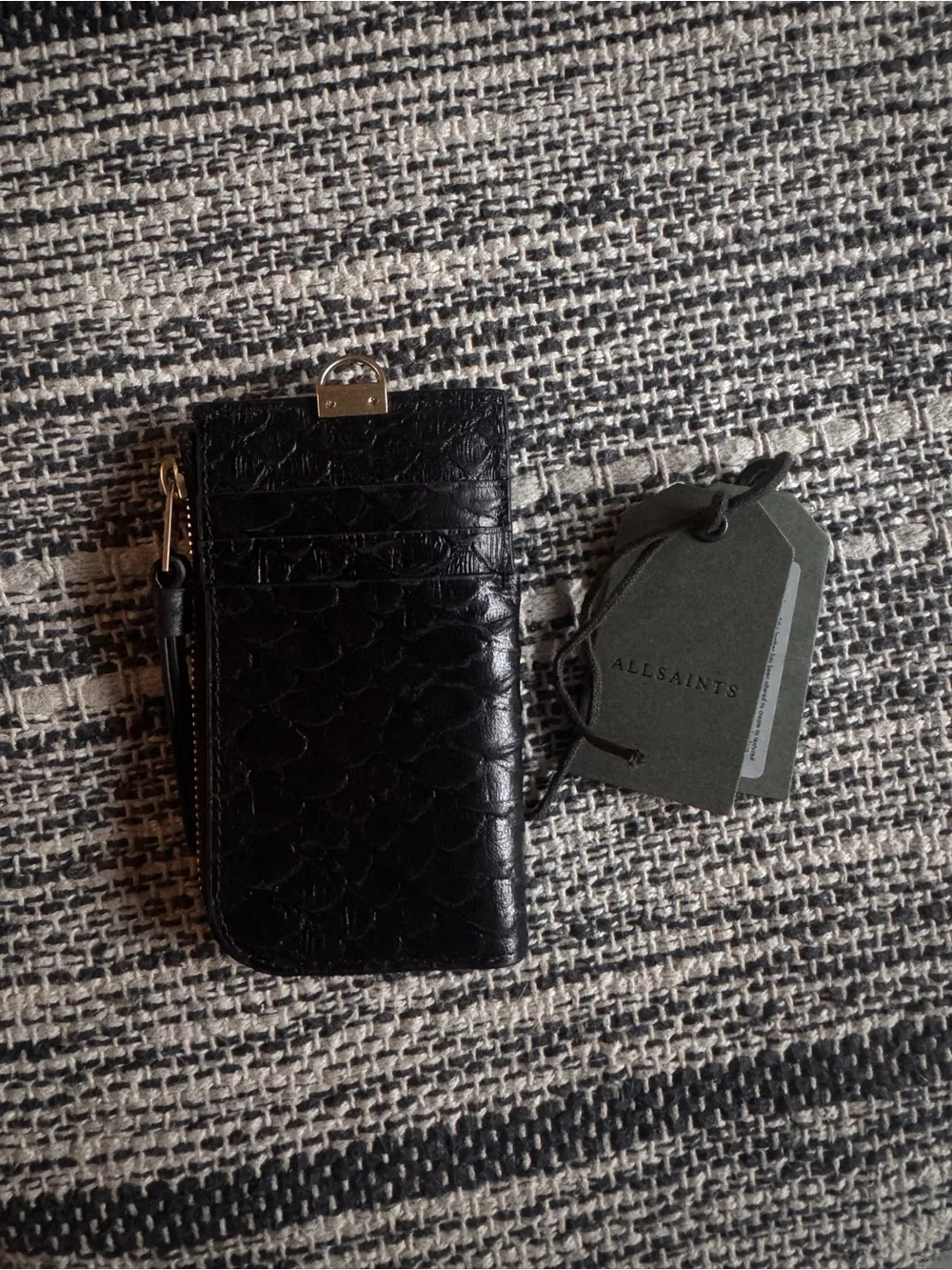 All Saints LOTTE CHAIN (WRO13U) BLACK PYTHON Cardholder Crossbody